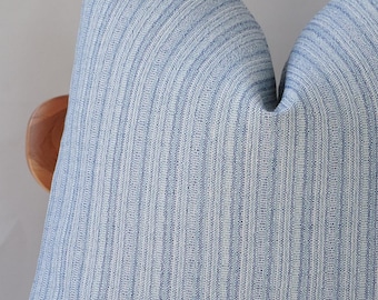 Handmade Blue Woven Stripe Pillow Cover – Coastal Sofa Cushion