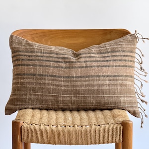 Lumbar Pillow, Fringes Pillow, Woven Pillow, Boho Pillow, Farmhouse Decor, Decorative Pillow
