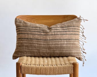 Lumbar Pillow, Fringes Pillow, Woven Pillow, Boho Pillow, Farmhouse Decor, Decorative Pillow