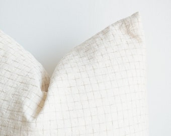 Off white Cream Striped Woven Pillow Cover