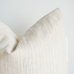 Hmong Batik Striped Pillow Cover: Neutral Cream Ivory (20&quot; x 20&quot;)
