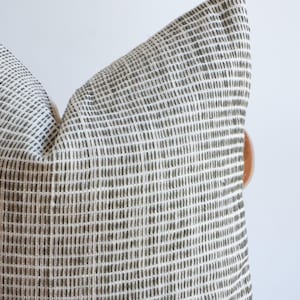 Dark olive green grey Neutral Hemp hand woven Pillow Cover