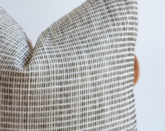 Dark olive green grey Neutral Hemp hand woven Pillow Cover