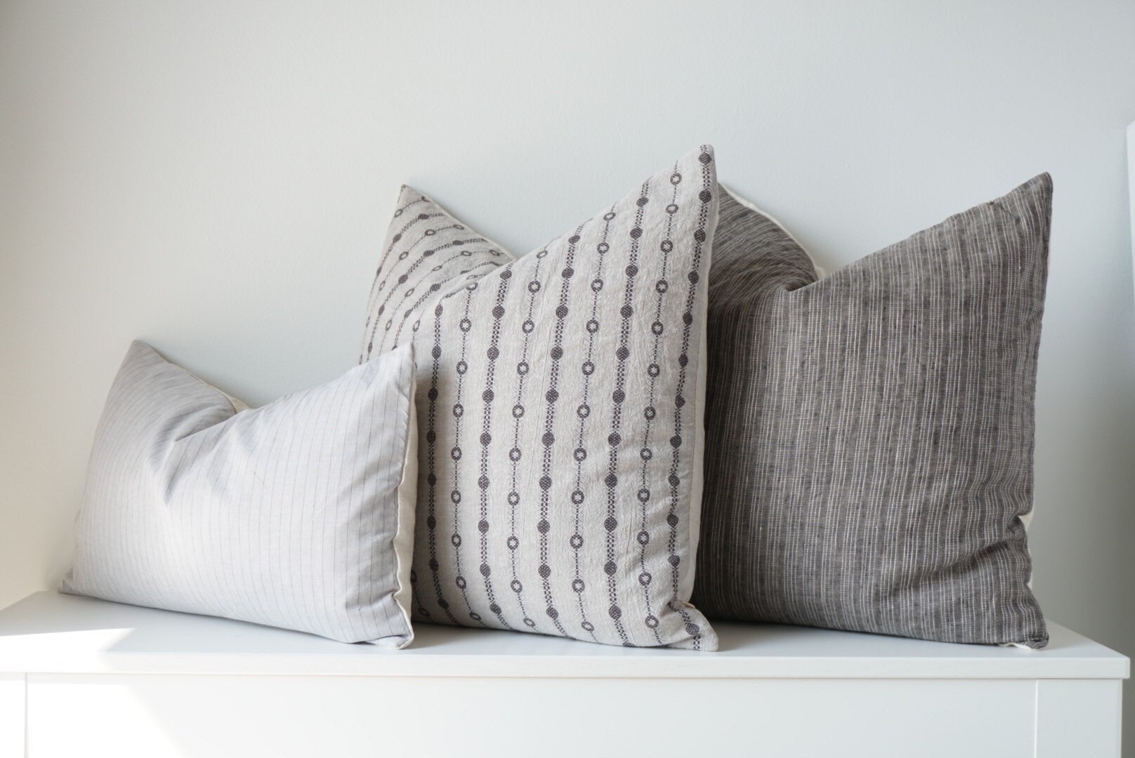 Combo Pillow Set of 3 Neutral Gray Pillow Cover Etsy