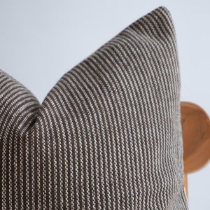 Brown Cream Striped Woven Pillow Cover