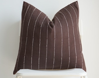 Brown Striped Woven Pillow Cover