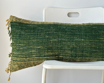 Handwoven Hemp Lumbar Pillow Cover: Vintage Karen Tribal Design