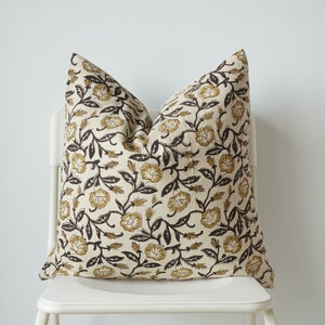 Floral Block Print Pillow Cover: Indian Batik Textile, 20&quot; x 20&quot;