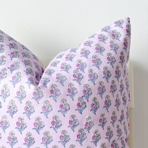Block Print Pillow, Floral Pillow, Botanical Pillow, Boho Pillow, Decorative Pillow, Farmhouse Decor