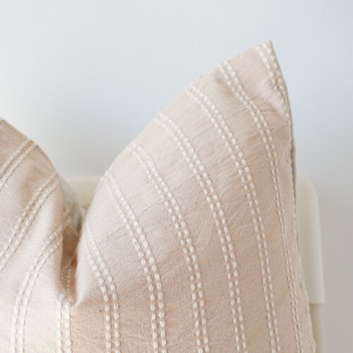 Brown Neutral Striped Woven Pillow Cover Etsy