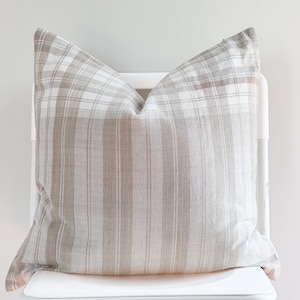 Brown Tan Tribal Hemp Hand Woven Striped Natural Dye Color Hmong Pillow Cover
