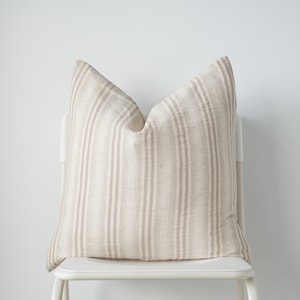 Hmong Batik Pillow Cover: Neutral Striped Boho Home Decor