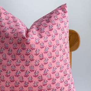Block Print Pillow Cover: Floral Botanical Design, Natural Dyed Batik