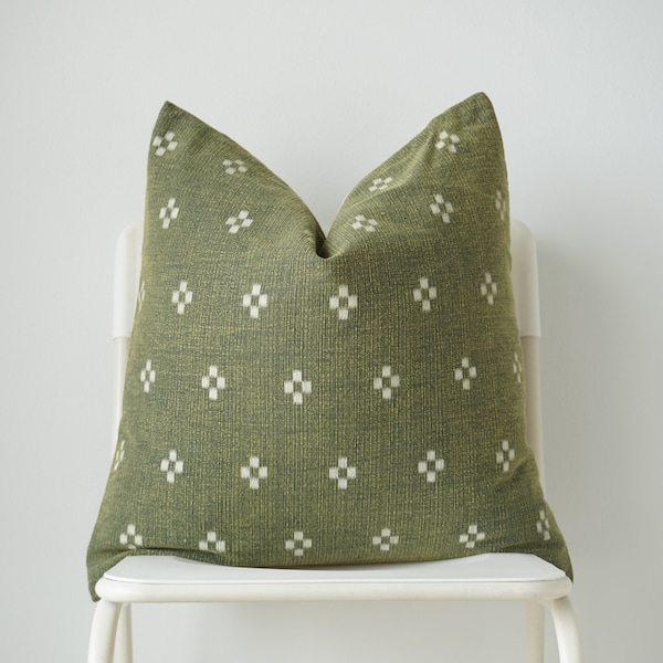Block Print Pillow, Sage Green Pillow, Green Pillow, Home Decor, Decorative Pillow, Christmas Decor