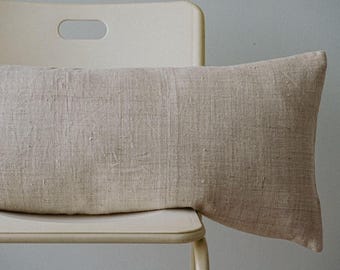 Vintage Hmong Hemp Lumbar Pillow Cover | Handwoven Tribal Boho 14x36