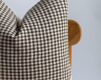 Brown plaid Woven Pillow, Tan Pillow