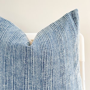 Faded Blue indigo Woven Pillow Cover 001