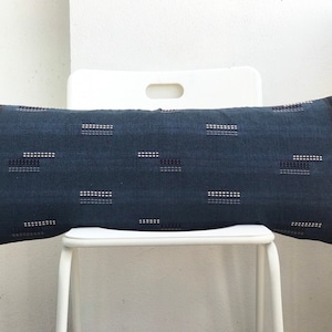 Blue indigo linear Striped Lumbar Pillow Cover 14&quot; x 36&quot;