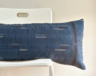 Blue indigo linear Striped Lumbar Pillow Cover 14" x 36"