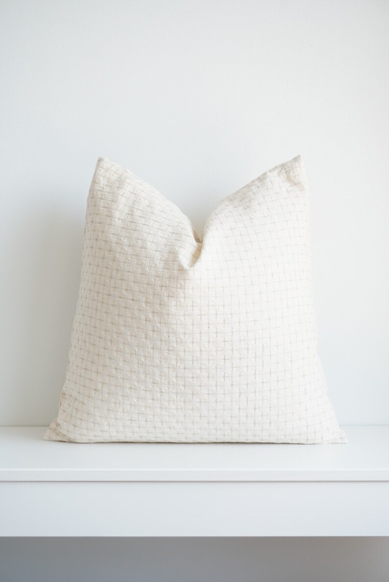 Off White Cream Striped Woven Pillow Cover Etsy