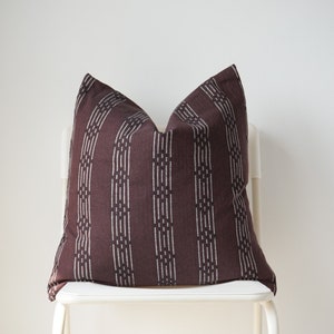 Brown Red Maroon Striped Woven Pillow Cover