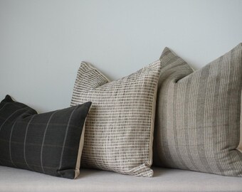 Juego de fundas de almohada en verde salvia y oliva: decoración para el hogar tejida a mano