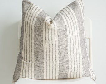 White Cream Black Striped Pillow Cover