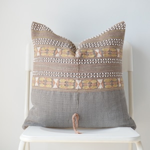 Tribal Embroidery Hand Woven Striped Natural Dye Color Pillow Cover