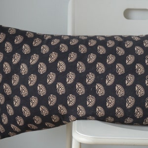 Lumbar Pillow Cover: Indian Block Print, Natural Dyed Batik (14&quot; x 36&quot;)