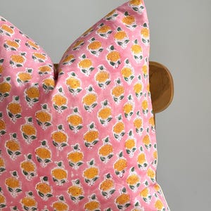 Block Print Pillow Cover: Floral Botanical Design, Natural Dyed Batik