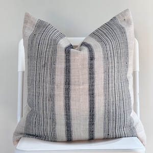 Vintage Hmong Hemp Striped Pillow