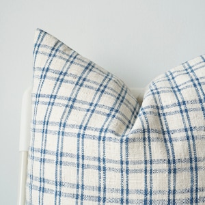 Blue Cream Striped Woven Pillow Cover