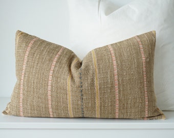 Tribal Hemp Striped Hand Woven Natural Dye Color Pillow Cover