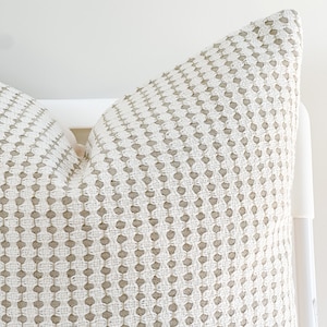Light olive green white hand woven Striped Pillow Cover