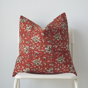 Block Print Pillow, Floral Pillow, Botanical Pillow, Boho Pillow, Decorative Pillow, Farmhouse Decor