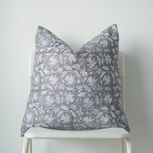 Block Print Pillow, Floral Pillow, Botanical Pillow, Boho Pillow, Decorative Pillow, Farmhouse Decor