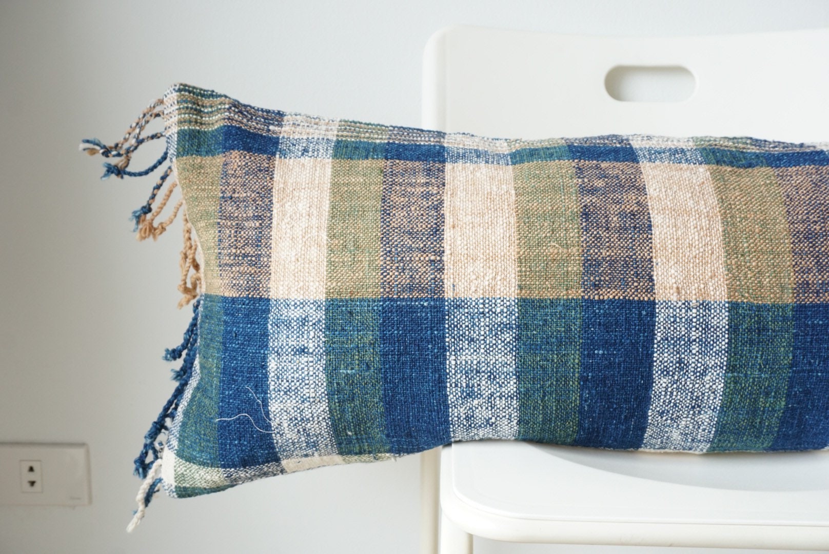 Lumbar Pillow, Fringes Pillow, Woven Pillow, Boho Pillow, Farmhouse Decor, Decorative Pillow