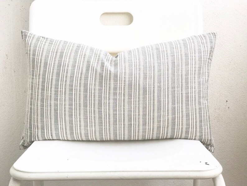 Grey Striped Pillow Cover Etsy