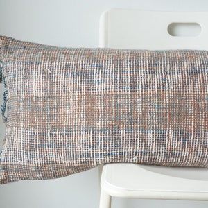 Handwoven Lumbar Pillow Cover: Vintage Karen Batik, Hemp Fringes (14x36)