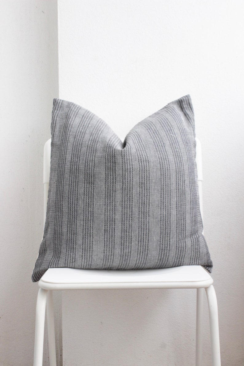 Grey Striped Pillow Cover Etsy