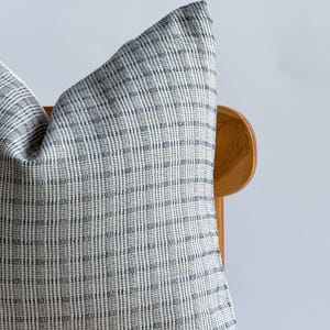 Neutral plaid blue hand woven Pillow Cover, nautical pillow, beach home decor