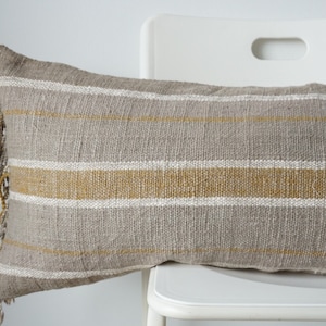 Handwoven Lumbar Pillow Cover: Vintage Karen Batik, Hemp Fringes (14x36)