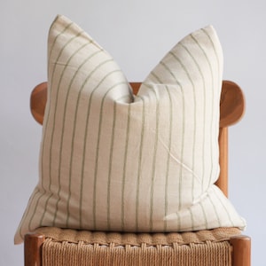 Hmong Batik Striped Pillow Cover: Neutral Home Decor (20&quot; x 20&quot;)