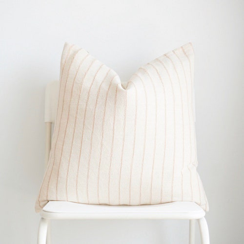 Neutral Striped Woven Pillow Cover Etsy