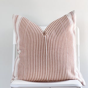 Handwoven Hmong Hemp Pillow Cover: Brown Striped Boho Decor (20x20)