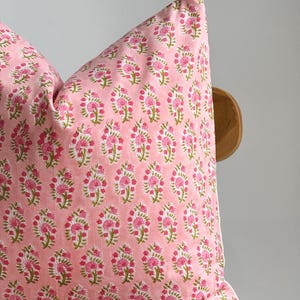 Block Print Pillow Cover: Floral Botanical Design, 20&quot; x 20&quot;