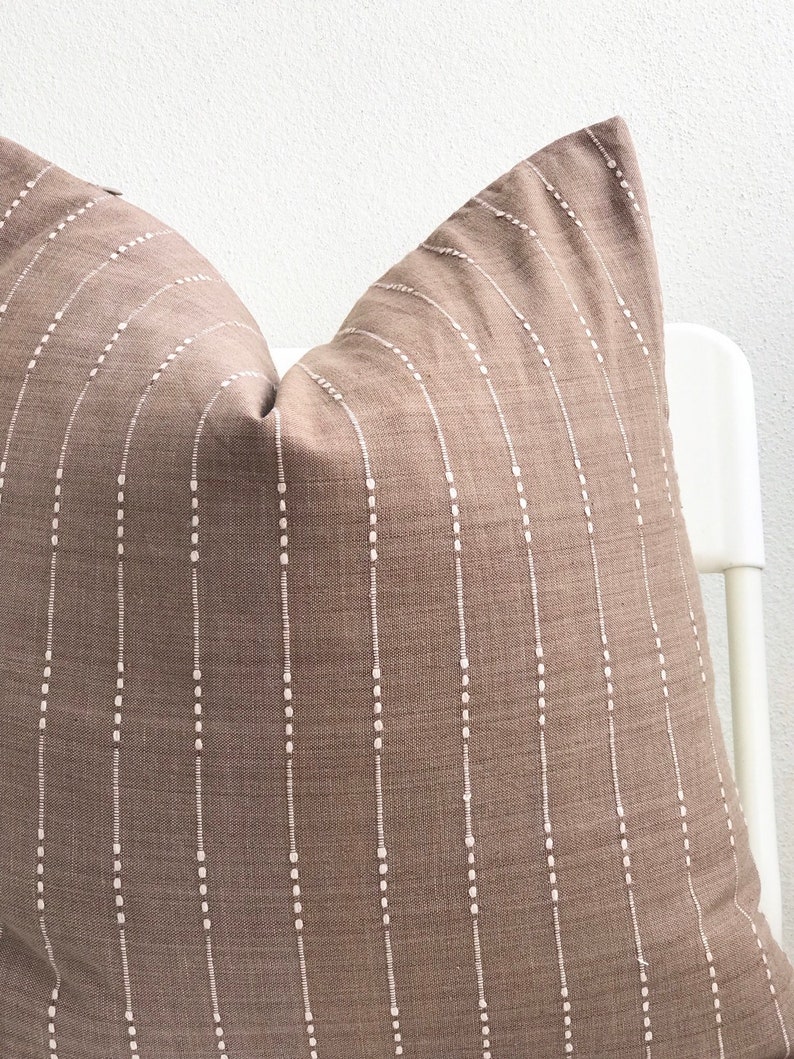 Brown Cream Striped Woven Pillow Cover Etsy