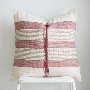 Tribal Hemp Hand Woven Striped Natural Dye Color Hmong Pillow Cover
