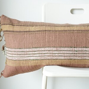 Handwoven Hemp Lumbar Pillow Cover: Vintage Karen Tribal Design