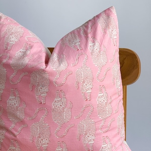 Block Print Pillow Cover: Floral Botanical Design, 20&quot; x 20&quot;